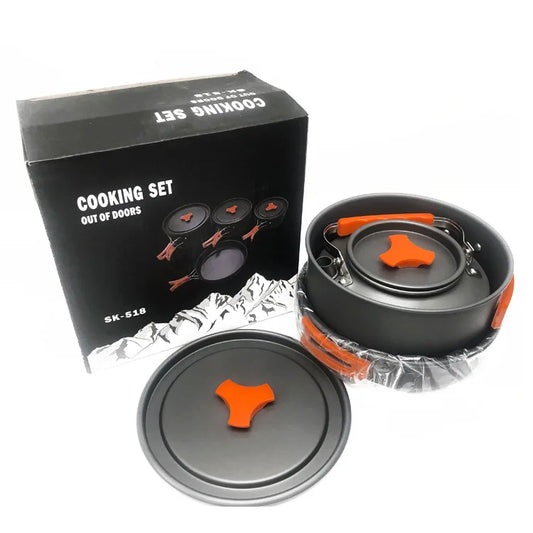 HKM-451155 Stainless Steel and Ceramic Camping Cookware Set for Outdoor Cooking