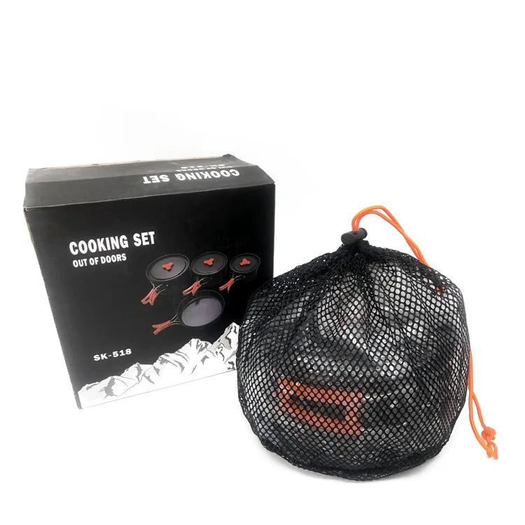 HKM-451155 Stainless Steel and Ceramic Camping Cookware Set for Outdoor Cooking