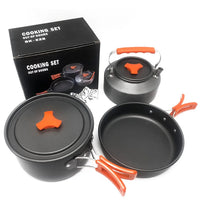 HKM-451155 Stainless Steel and Ceramic Camping Cookware Set for Outdoor Cooking