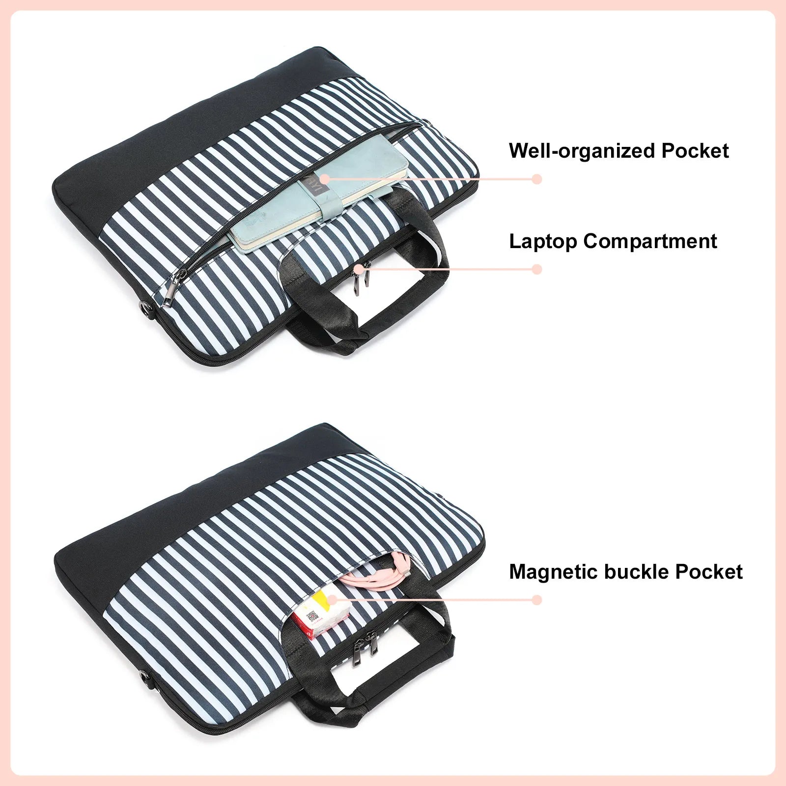 HKM-451347 Women's Laptop Bag for 15.6 Inch Laptop - Stylish Computer Briefcase with 4 Compartments for Work and Travel