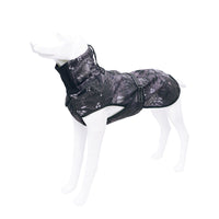 HKM-4513853 Large Dog Raincoat Vest - Waterproof Cloth Apparel for Dogs in Black, Navy Blue, Red, and Pattern Options, Sizes XS to XXL