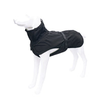 HKM-4513853 Large Dog Raincoat Vest - Waterproof Cloth Apparel for Dogs in Black, Navy Blue, Red, and Pattern Options, Sizes XS to XXL