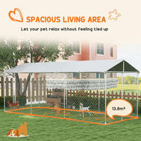 HKM-4515133 Large Outdoor Dog Kennel with Waterproof UV-Resistant Roof - 19.7' x 7.5' x 7.5'