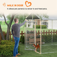 HKM-4515133 Large Outdoor Dog Kennel with Waterproof UV-Resistant Roof - 19.7' x 7.5' x 7.5'
