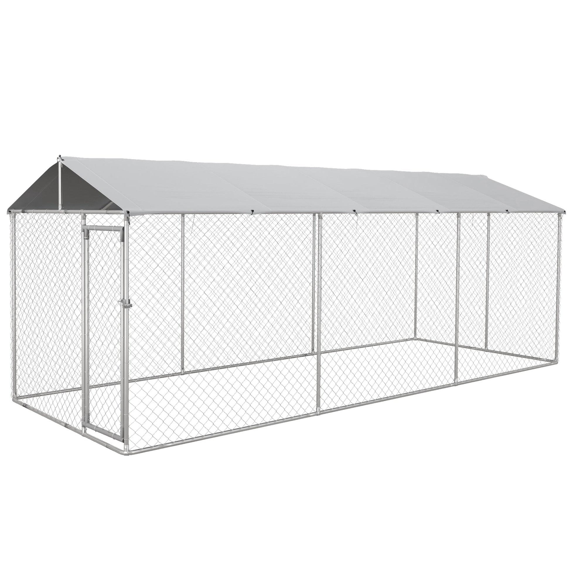 HKM-4515133 Large Outdoor Dog Kennel with Waterproof UV-Resistant Roof - 19.7' x 7.5' x 7.5'