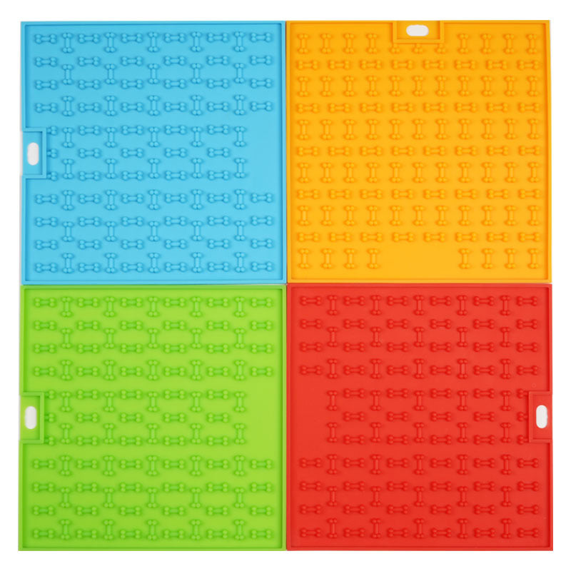 HKM-4515261 Silicone Pet Licking and Slow Feeding Pad - Dog Bone & Cross Designs, Multiple Colors