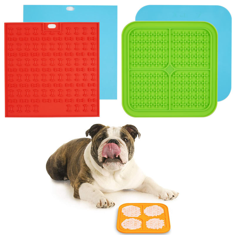 HKM-4515261 Silicone Pet Licking and Slow Feeding Pad - Dog Bone & Cross Designs, Multiple Colors