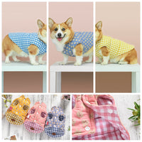 HKM-4515901 Reversible Warm Cotton Dog Vest in Yellow, Blue, and Pink