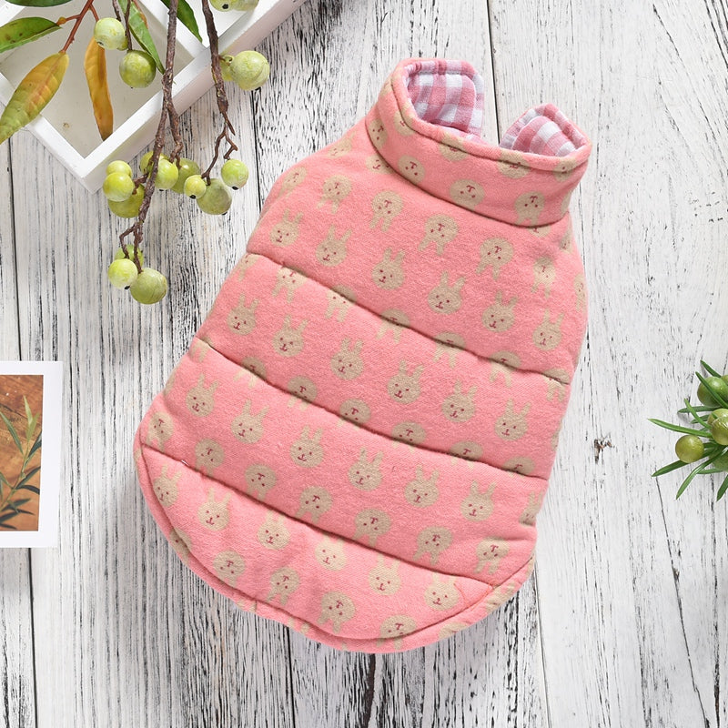 HKM-4515901 Reversible Warm Cotton Dog Vest in Yellow, Blue, and Pink