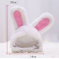 HKM-4516285 Warm White Cashmere Rabbit Ears Pet Hat for 5-15 Cat Weight, 120cm Length