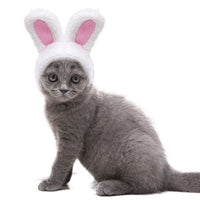 HKM-4516285 Warm White Cashmere Rabbit Ears Pet Hat for 5-15 Cat Weight, 120cm Length