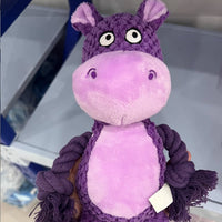 HKM-4518077 Interactive Plush Hippo Dog Toy with Sound and Rope for Tug of War Training