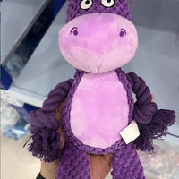 HKM-4518077 Interactive Plush Hippo Dog Toy with Sound and Rope for Tug of War Training