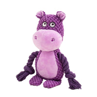 HKM-4518077 Interactive Plush Hippo Dog Toy with Sound and Rope for Tug of War Training