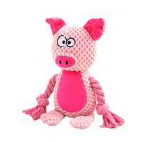 HKM-4518077 Interactive Plush Hippo Dog Toy with Sound and Rope for Tug of War Training