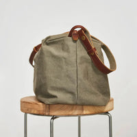 HKM-451859 Canvas Sling Travel Weekender Bag with Leather Handles - 38*23*19cm