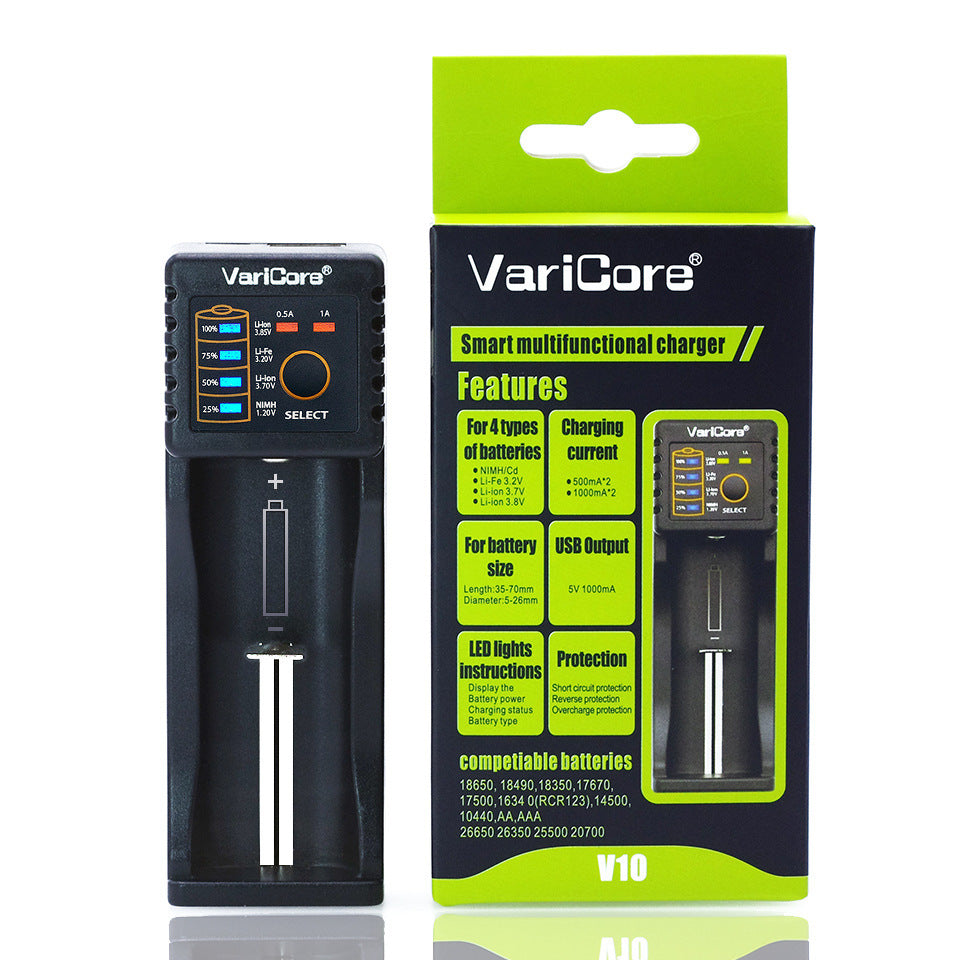 HKM-451859 Universal V10 18650 Battery Charger for Lithium and NiMH Batteries, Multiple Charging Options and Smart Monitoring