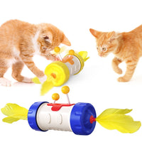 HKM-4518717 Interactive Feather Chasing Toy for Cats - Engaging Pole Tumbler Puzzle for Kittens