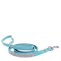 HKM-4519229 Water-Resistant Adjustable Dog Collar with Removable Pull Rope in Light Blue Korean Velvet Microfiber