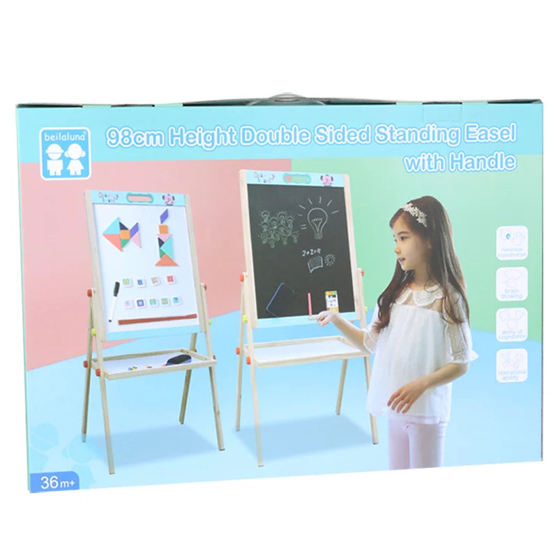 HKM-451923 Children's Wooden Drawing Easel and Writing Board for Ages 3-6