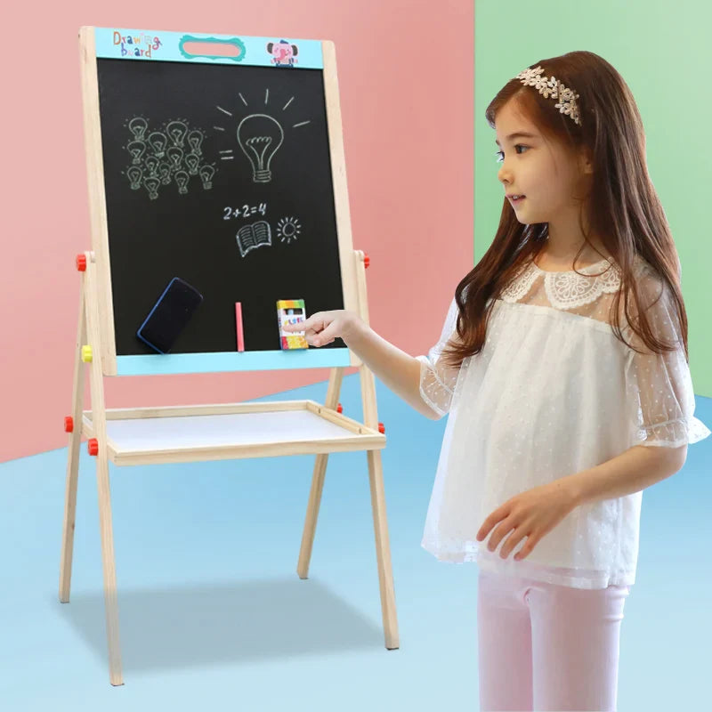 HKM-451923 Children's Wooden Drawing Easel and Writing Board for Ages 3-6
