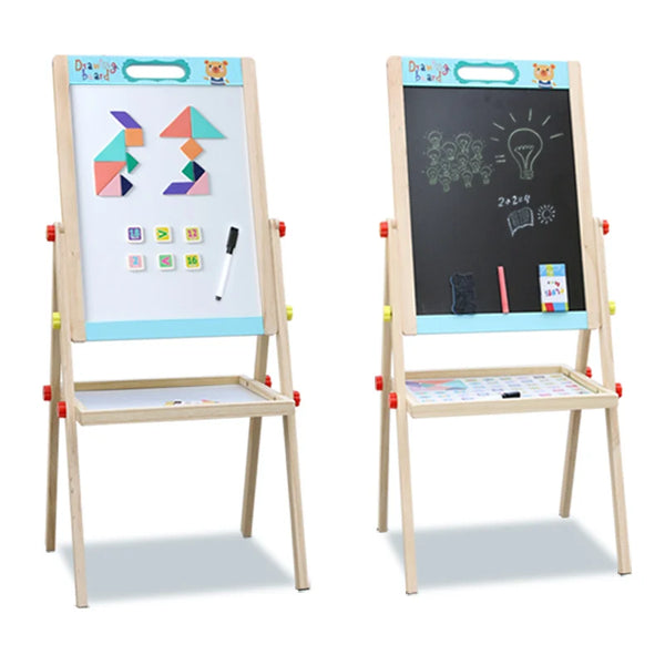 HKM-451923 Children's Wooden Drawing Easel and Writing Board for Ages 3-6
