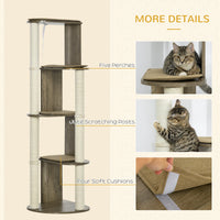 HKM-4520509 65" Corner Cat Tree with Multi-Level Platforms and Sisal Scratching Posts