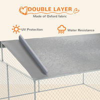 HKM-4520893 15x15 Outdoor Dog Kennel with Roof, Galvanized Steel Frame for Large Dogs, Secure Enclosure for Backyard Use