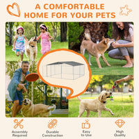 HKM-4520893 15x15 Outdoor Dog Kennel with Roof, Galvanized Steel Frame for Large Dogs, Secure Enclosure for Backyard Use