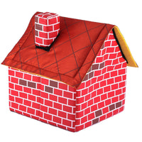 HKM-4521277 Cozy Cat Litter Cabin with Removable Cushion ¨C Stylish Brick Design and Breathable Pearl Cotton Filling