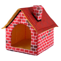 HKM-4521277 Cozy Cat Litter Cabin with Removable Cushion ¨C Stylish Brick Design and Breathable Pearl Cotton Filling