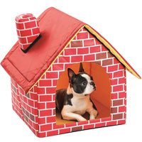 HKM-4521277 Cozy Cat Litter Cabin with Removable Cushion ¨C Stylish Brick Design and Breathable Pearl Cotton Filling