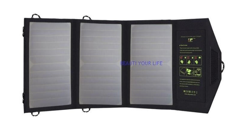 HKM-452179 Portable Foldable Waterproof Dual USB Solar Panel Charger - 5V/2.1A High Efficiency for Outdoor Use