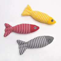HKM-4522045 Simulated Fish Cat Toy for Dental Care and Stress Relief, Durable Canvas with Catnip