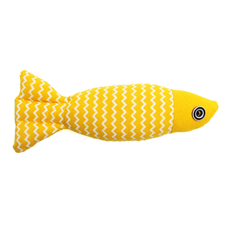 HKM-4522045 Simulated Fish Cat Toy for Dental Care and Stress Relief, Durable Canvas with Catnip