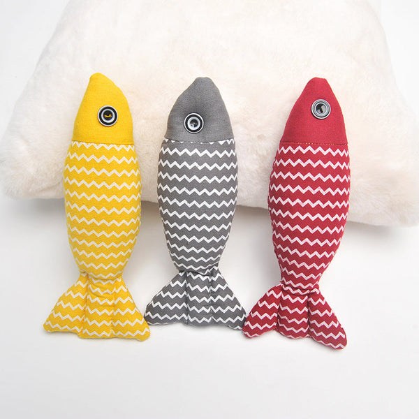 HKM-4522045 Simulated Fish Cat Toy for Dental Care and Stress Relief, Durable Canvas with Catnip