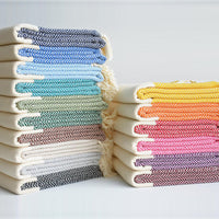 HKM-452371 Handmade Geometric Pattern Cotton Tassel Blanket Turkish Beach Towel