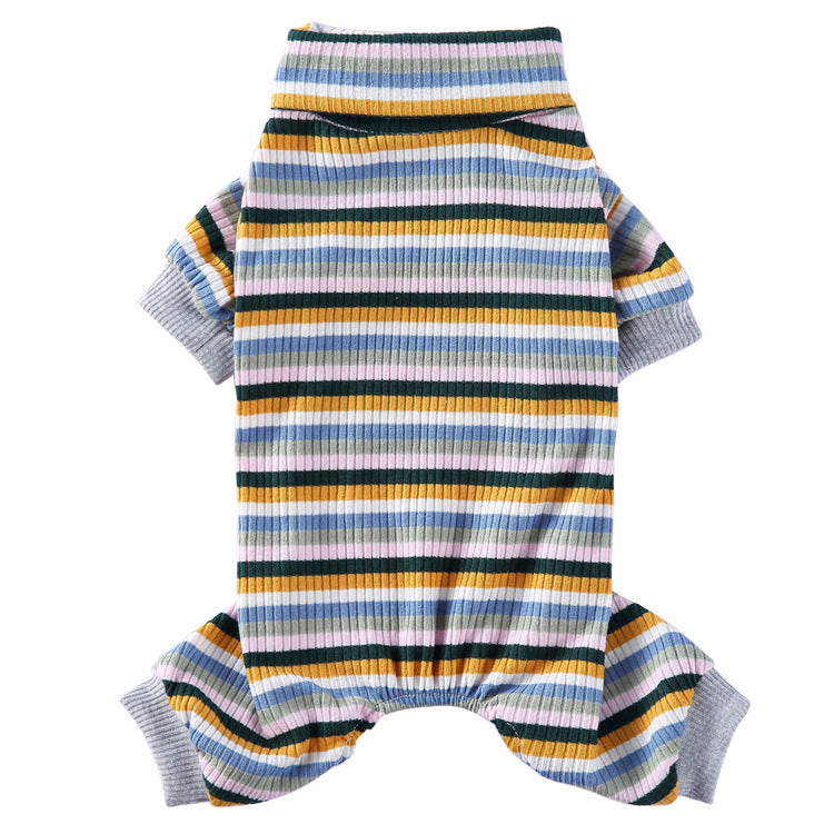 HKM-4523837 Stylish Striped High Collar Pajamas for Dogs in Various Colors