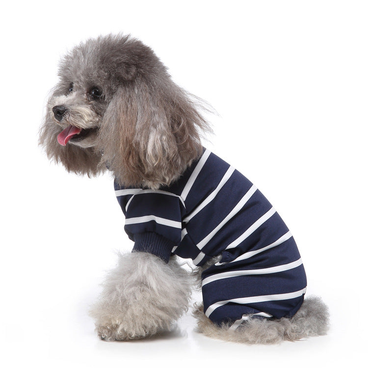 HKM-4523837 Stylish Striped High Collar Pajamas for Dogs in Various Colors