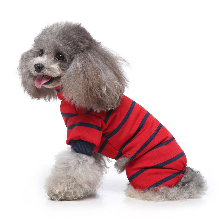 HKM-4523837 Stylish Striped High Collar Pajamas for Dogs in Various Colors