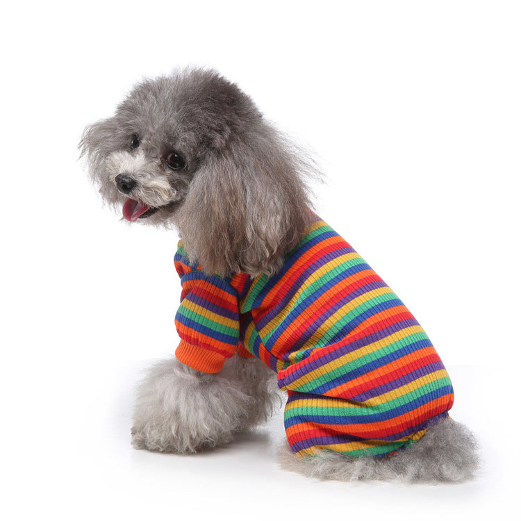 HKM-4523837 Stylish Striped High Collar Pajamas for Dogs in Various Colors