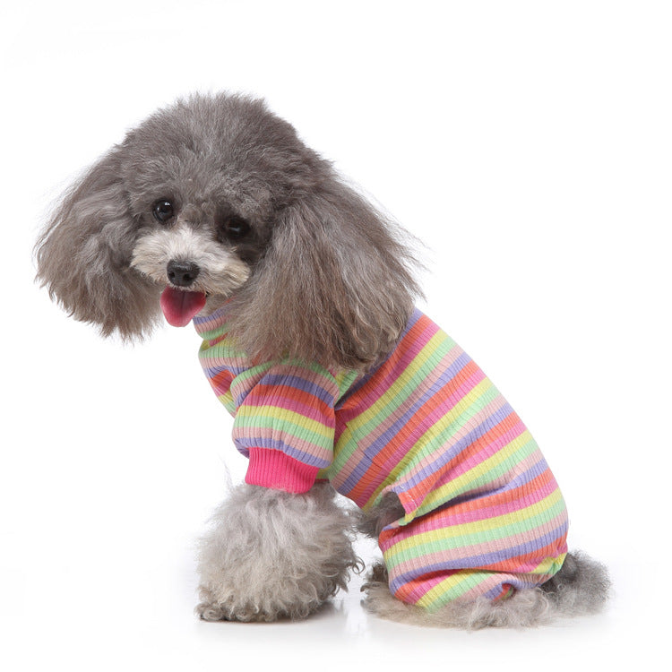 HKM-4523837 Stylish Striped High Collar Pajamas for Dogs in Various Colors
