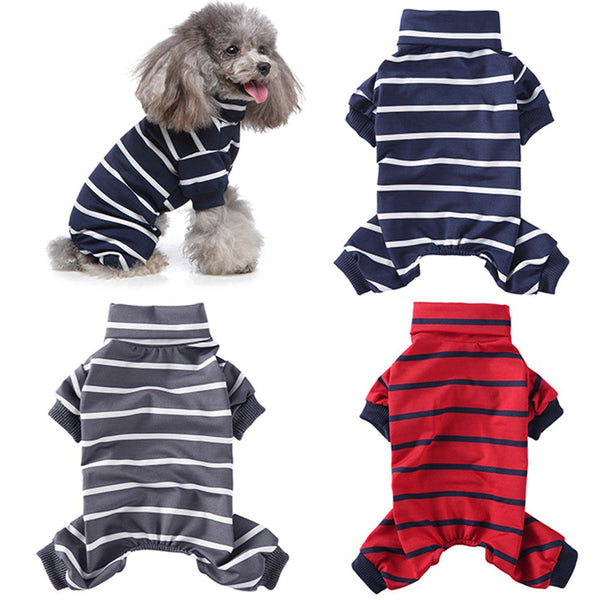 HKM-4523837 Stylish Striped High Collar Pajamas for Dogs in Various Colors