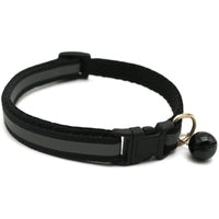 HKM-4524989 Reflective Monochrome Cat Collar with Copper Bell, Adjustable 19-32cm