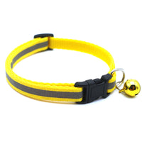 HKM-4524989 Reflective Monochrome Cat Collar with Copper Bell, Adjustable 19-32cm