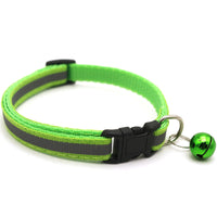 HKM-4524989 Reflective Monochrome Cat Collar with Copper Bell, Adjustable 19-32cm