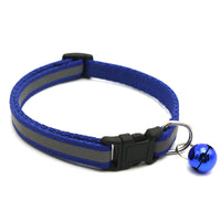 HKM-4524989 Reflective Monochrome Cat Collar with Copper Bell, Adjustable 19-32cm