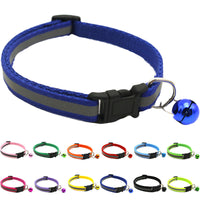 HKM-4524989 Reflective Monochrome Cat Collar with Copper Bell, Adjustable 19-32cm