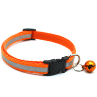HKM-4524989 Reflective Monochrome Cat Collar with Copper Bell, Adjustable 19-32cm