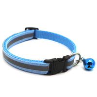 HKM-4524989 Reflective Monochrome Cat Collar with Copper Bell, Adjustable 19-32cm